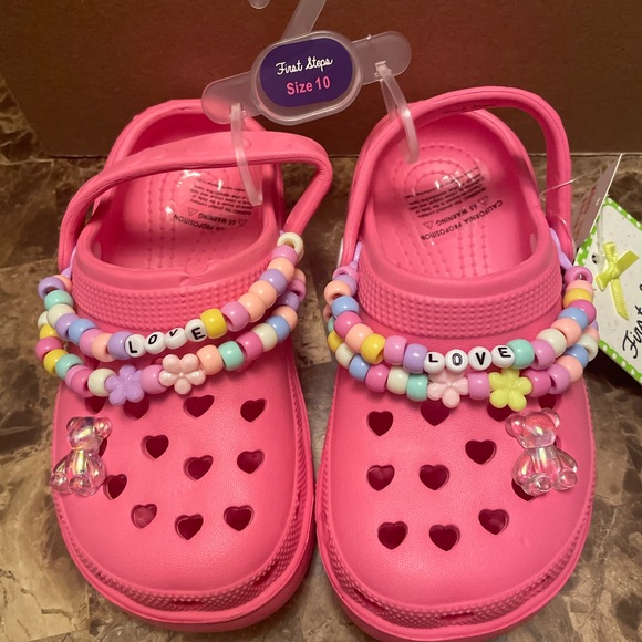 Stepping Stones Other - Pink Kids Clogs Croc like with Beaded Charms.